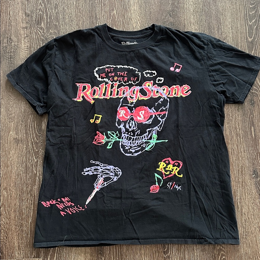 Urban Outfitters Black Rolling Stone Graphic Tee